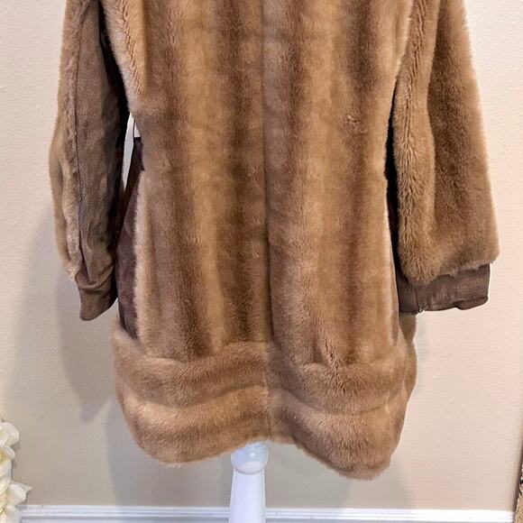 VINTAGE 70s Tissavel France Luxury Faux Fur Suede Made in Brittain Large - Picture 6 of 13